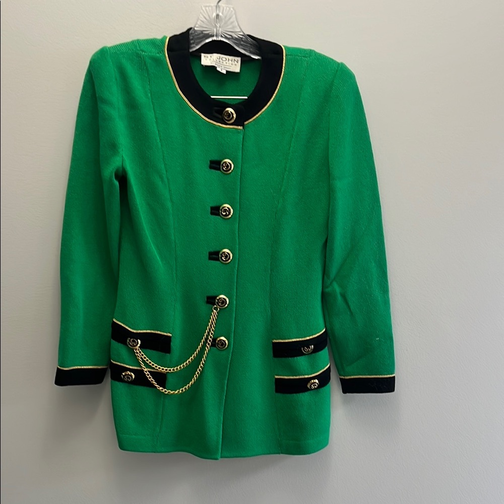 St. John Green and Gold Nautical-Inspired Blazer
